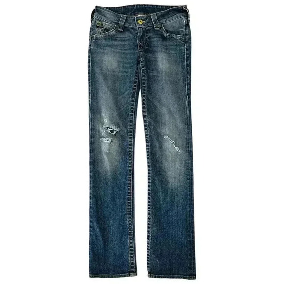 True Religion Yellow Point Flap Pocket Slim Straight Jeans - Picture 4 of 6